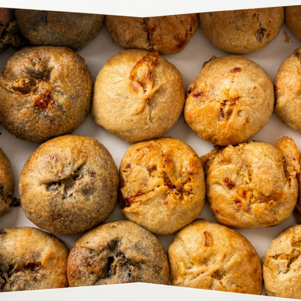Box of assorted golden baked pastries, including fruit- and savory-filled varieties, branded Kneller’s Delicatessen & Appetizing.
