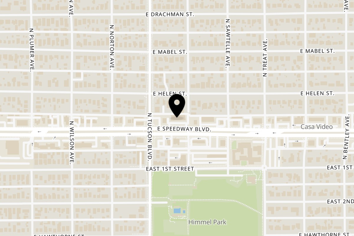 Map showing the location of Kneller's Delicatessen on 2545 E Speedway Blvd #115 in Tucson
